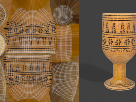 Vintage Wooden Goblets - 2 Models 3D Model