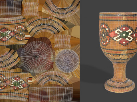 Vintage Wooden Goblets - 2 Models 3D Model