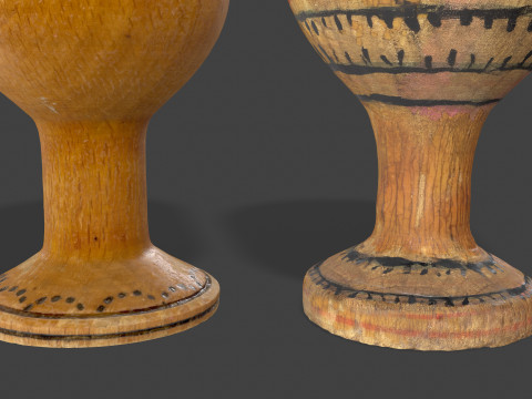 Vintage Wooden Goblets - 2 Models 3D Model