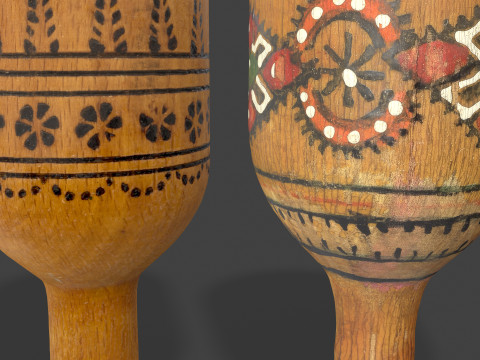 Vintage Wooden Goblets - 2 Models 3D Model