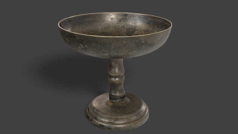 Metal Pedestal Bowl 3D Model .c4d .max .obj .3ds .fbx .stl .blend