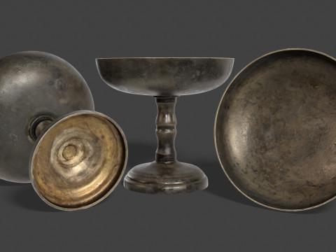 Metal Pedestal Bowl 3D Model