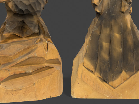 Wooden Eagle Statue - Vintage Bird Sculpture Decor 3D Model
