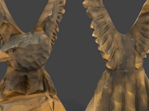 Wooden Eagle Statue - Vintage Bird Sculpture Decor 3D Model