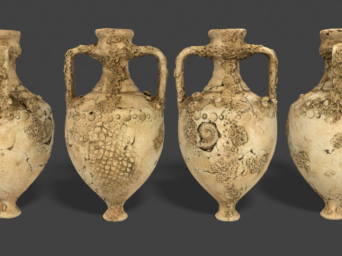 Antique Clay Amphora - Ancient Pottery 3D Model