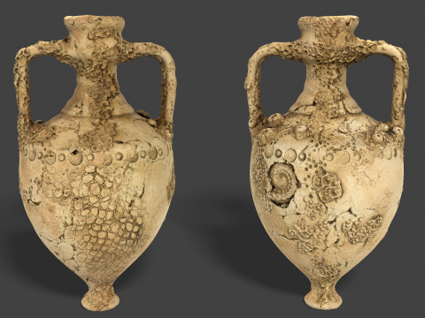 Antique Clay Amphora - Ancient Pottery 3D Model