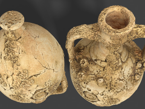 Antique Clay Amphora - Ancient Pottery 3D Model