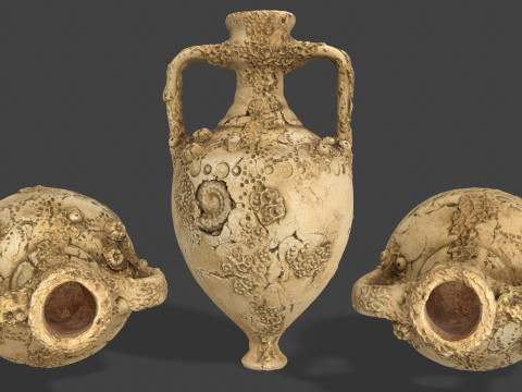 Antique Clay Amphora - Ancient Pottery 3D Model
