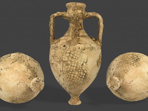 Antique Clay Amphora - Ancient Pottery 3D Model