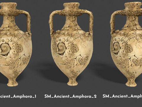 Antique Clay Amphora - Ancient Pottery 3D Model