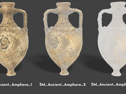Antique Clay Amphora - Ancient Pottery 3D Model