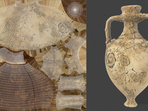 Antique Clay Amphora - Ancient Pottery 3D Model