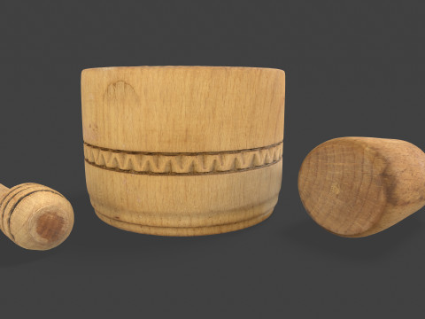 Wooden Kitchen Utensils Modello 3D