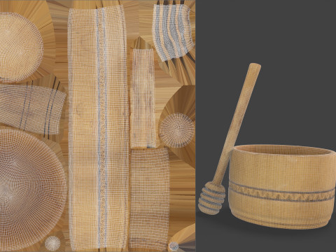 Wooden Kitchen Utensils Modello 3D
