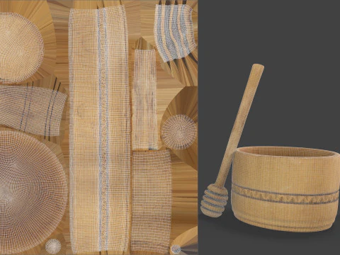 Peralatan Dapur Kayu Model 3D