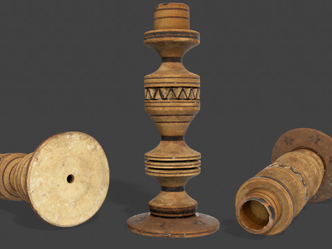 Wooden Candlestick 3D Model