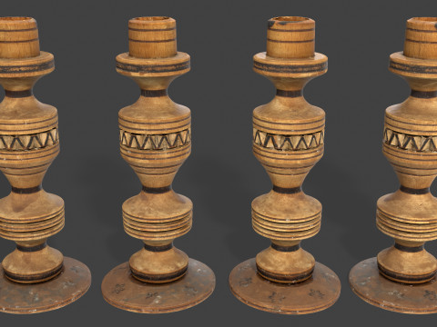 Wooden Candlestick 3D Model