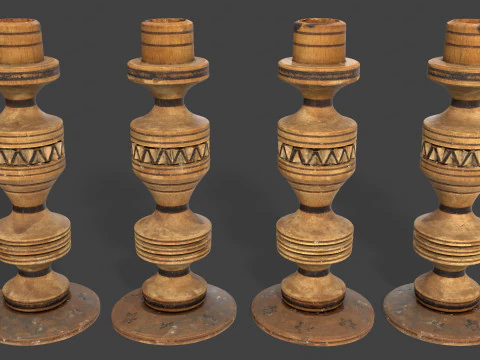 Wooden Candlestick 3D Model