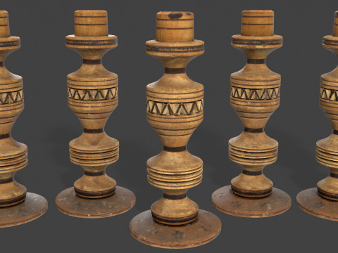 Wooden Candlestick 3D Model