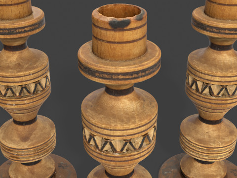 Wooden Candlestick 3D Model