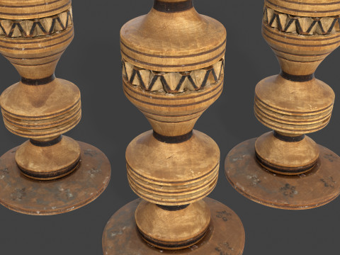 Wooden Candlestick 3D Model