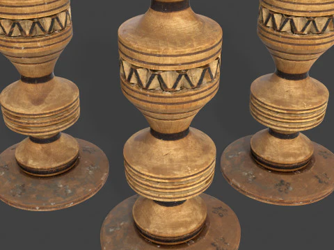 Wooden Candlestick 3D Model