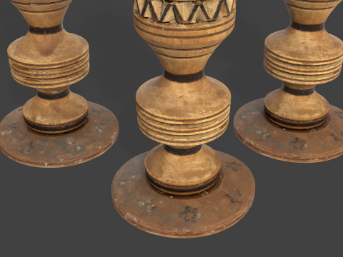 Wooden Candlestick 3D Model