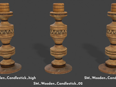 Wooden Candlestick 3D Model