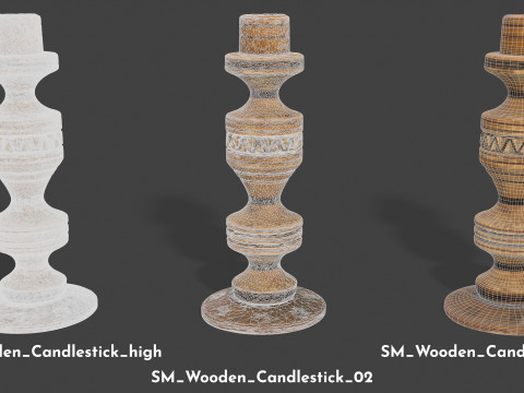Wooden Candlestick 3D Model
