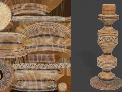 Wooden Candlestick 3D Model