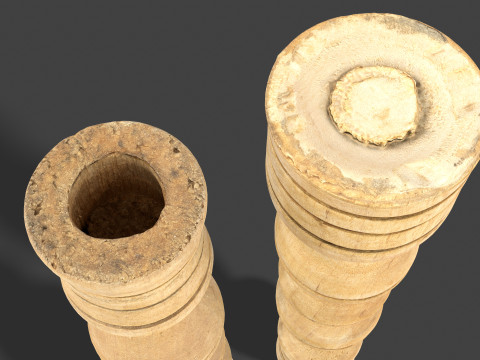 Vintage Wooden Candlestick Modelo 3D