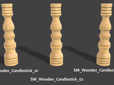 Vintage Wooden Candlestick Modelo 3D