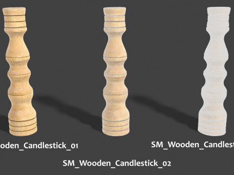 Vintage Wooden Candlestick Modelo 3D