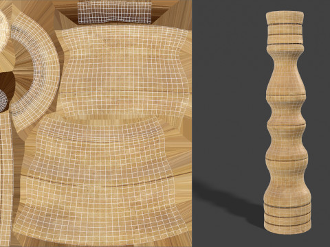 Vintage Wooden Candlestick Modelo 3D