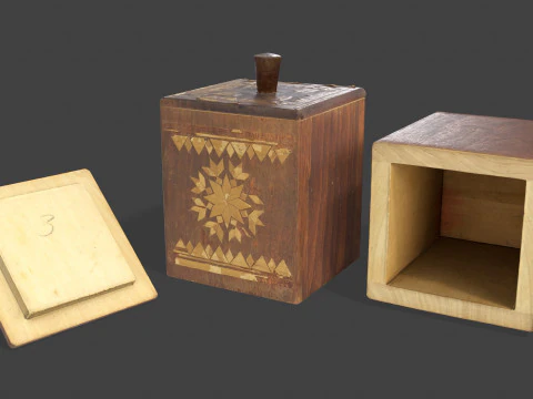 Vintage Wooden Storage Container 3D Model