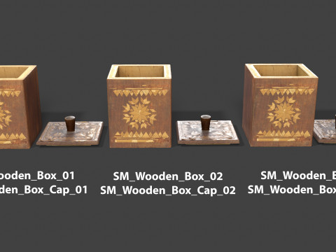 Vintage Wooden Storage Container Modelo 3D