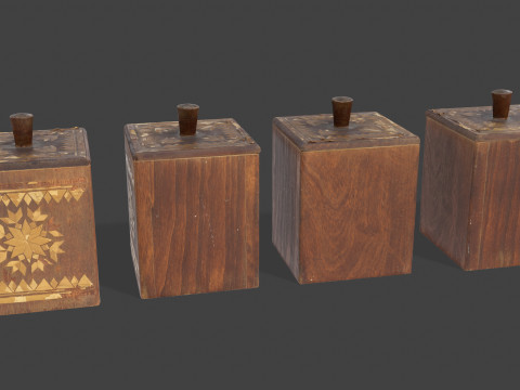 Vintage Wooden Storage Container Modelo 3D