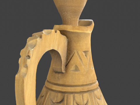 Wooden Jug with Shot Glasses on Tray Modèle 3D