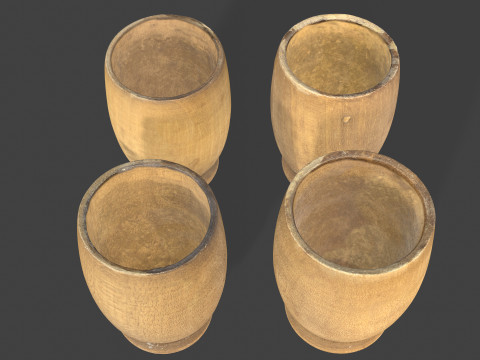 Wooden Jug with Shot Glasses on Tray Modèle 3D