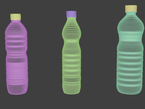 3 bottles of sunflower oil 3D Model