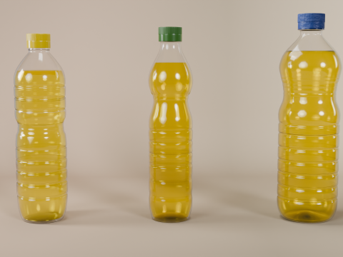 3 bottles of sunflower oil Model 3D