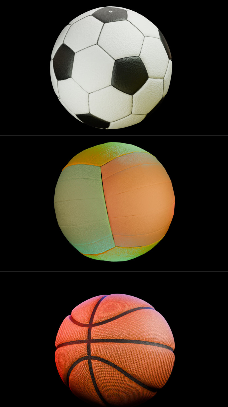Football volleyball and basketball Modelo 3D .c4d .max .obj .3ds .fbx .stl .blend 