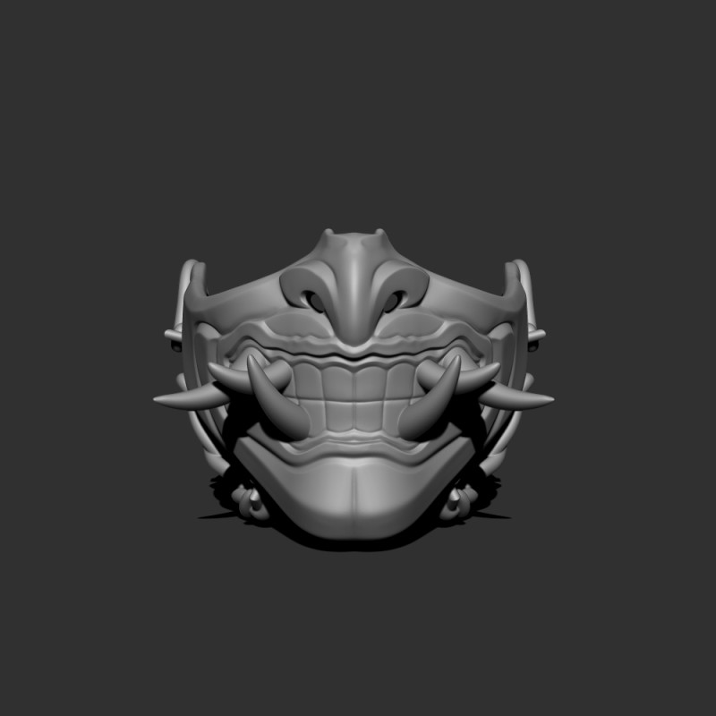 Japanese Demon Mask 3D Baskı Modeli .c4d .max .obj .3ds .fbx .stl .blend 