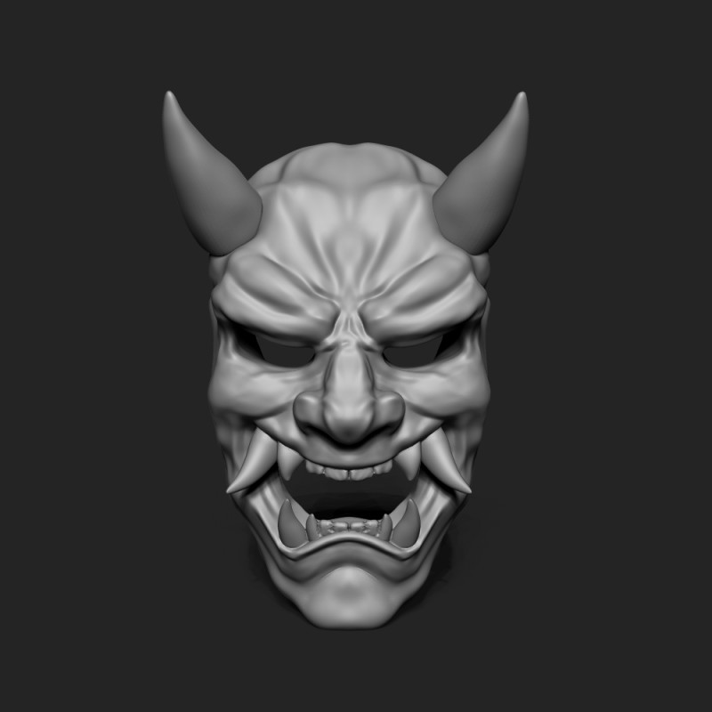 Oni Mask - Traditional Japanese Demon Mask Modello di stampa 3D .c4d .max .obj .3ds .fbx .stl .blend 