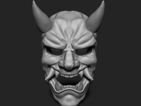 Oni Mask - Traditional Japanese Demon Mask 3D Print Model
