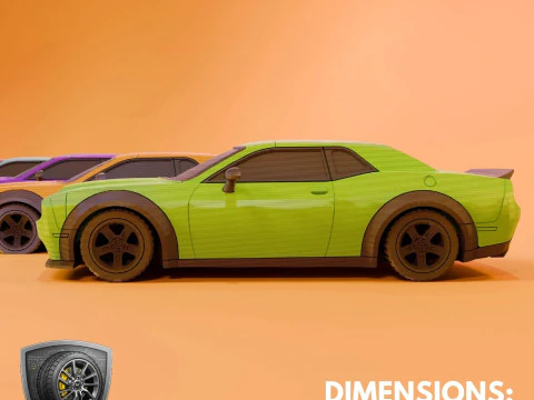 Bold Muscle Car - Printable - STL files - Personal Use 3D Print Model