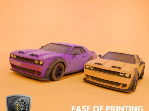 Bold Muscle Car - Printable - STL files - Personal Use 3D Print Model