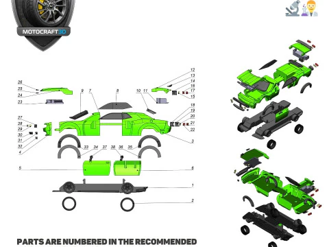 Bold Muscle Car - Printable - STL files - Personal Use 3D Print Model