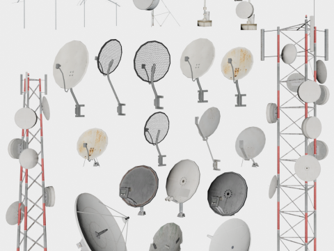 24 in 1 Communication Tower Props Collection - Game Assets - Low Poly 3Dモデル