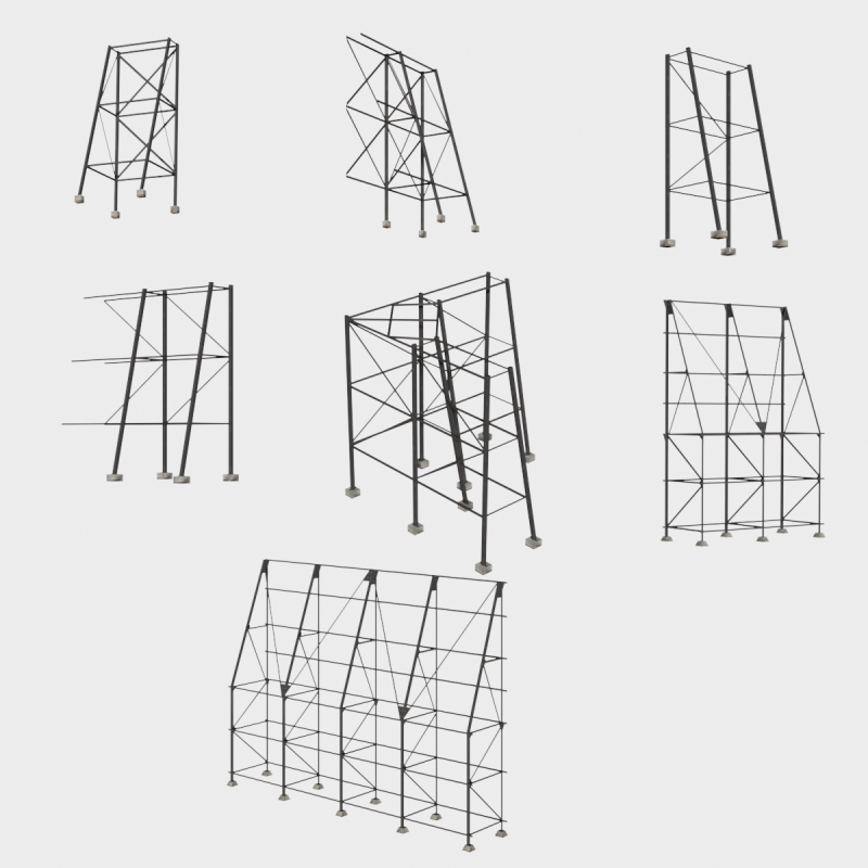 7 in 1 Billboard Frames Collection - Game Assets - Low Poly 3D 模型 .c4d .max .obj .3ds .fbx .stl .blend